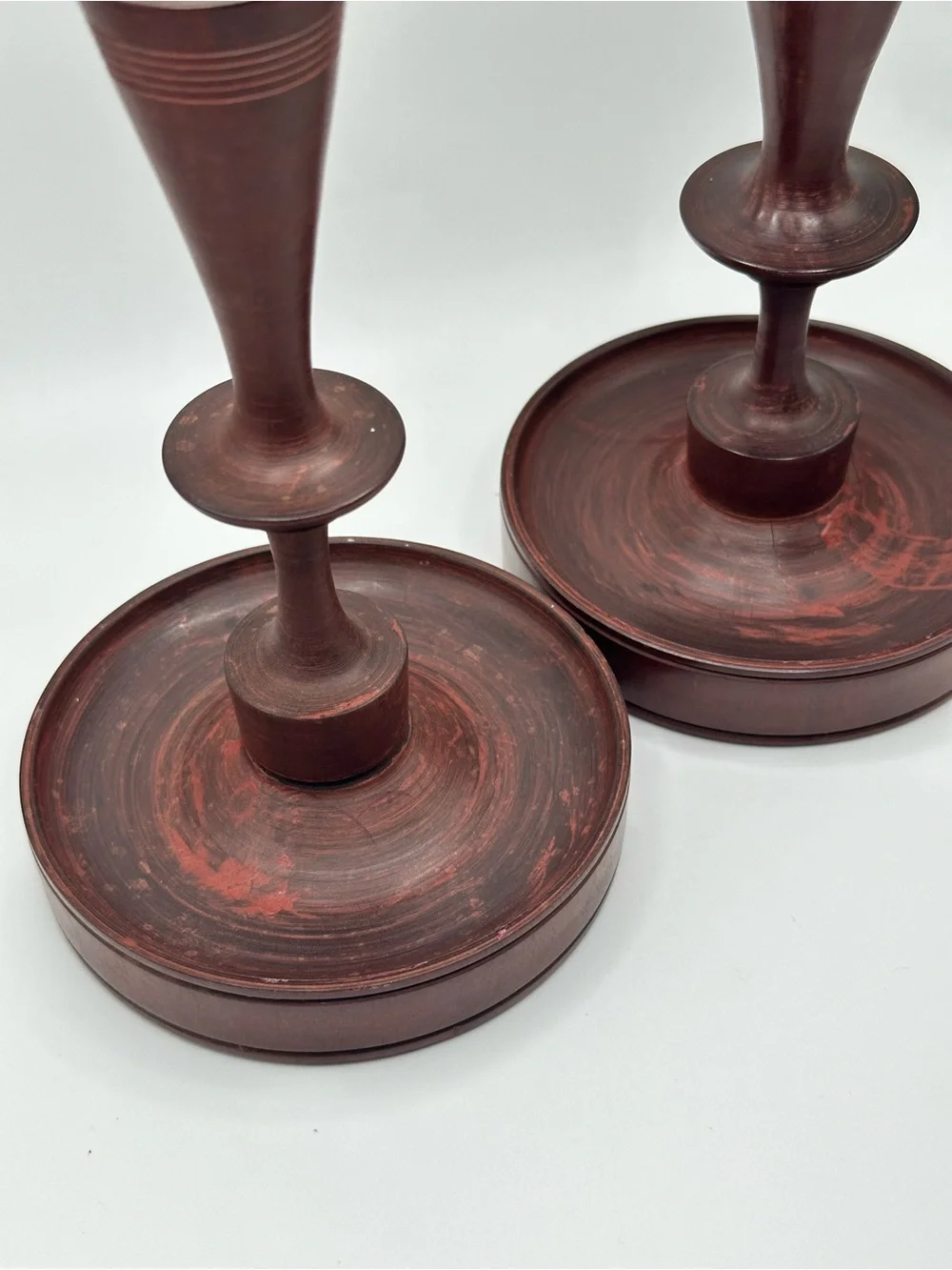 Hand turned Mahogany candlesticks